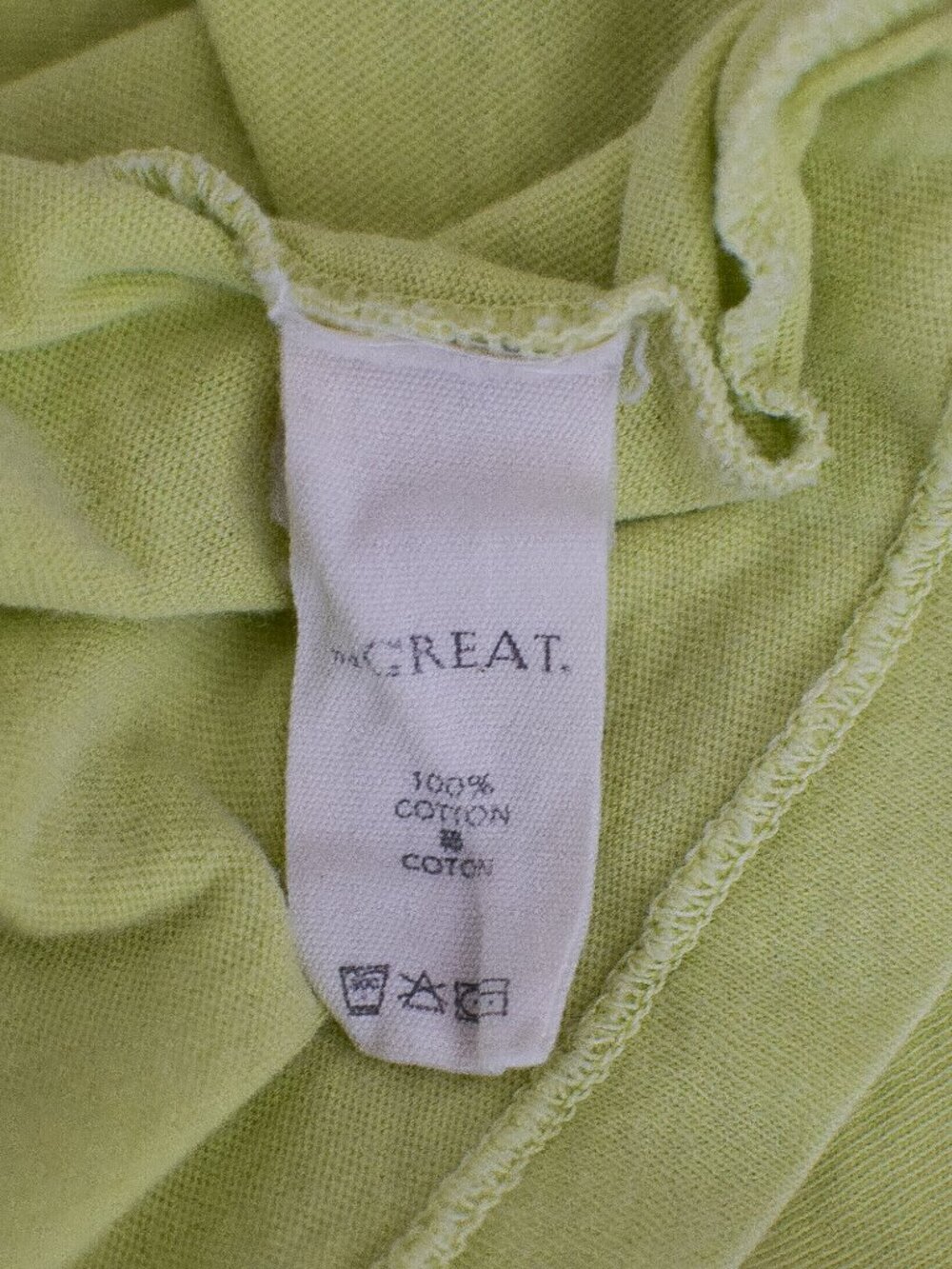 The Great Square Tee Shirt Boxy Cropped Crew Neck Lime Zest Green Yellow Size L - Picture 8 of 8